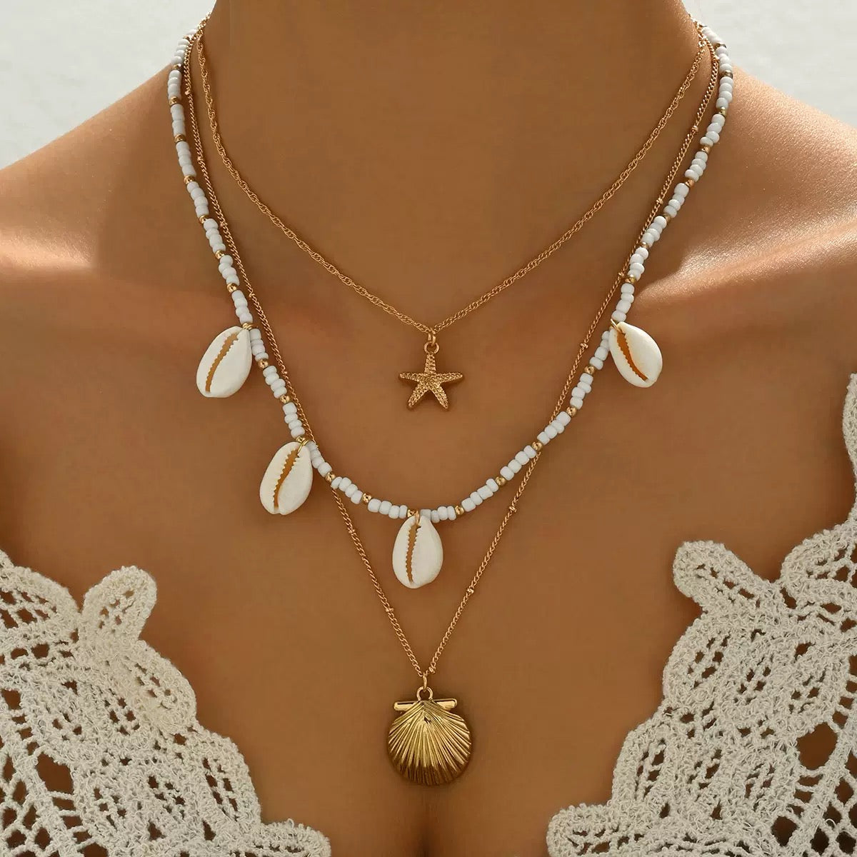 Shoreline Shell Ribbon Necklace