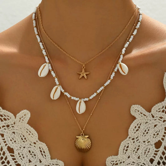Shoreline Shell Ribbon Necklace