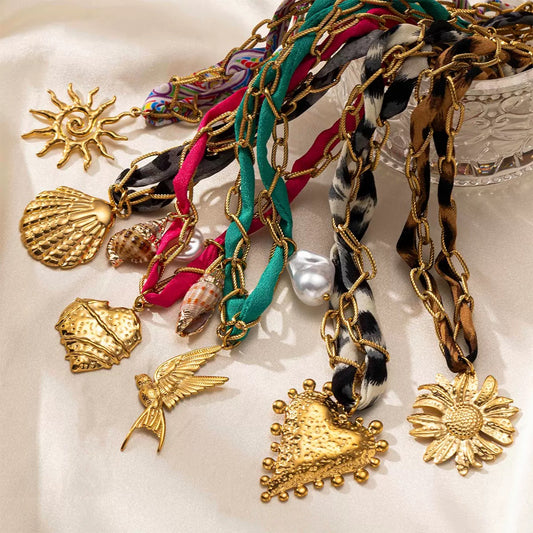 Sunlit Riviera - Golden Heartwave Necklace